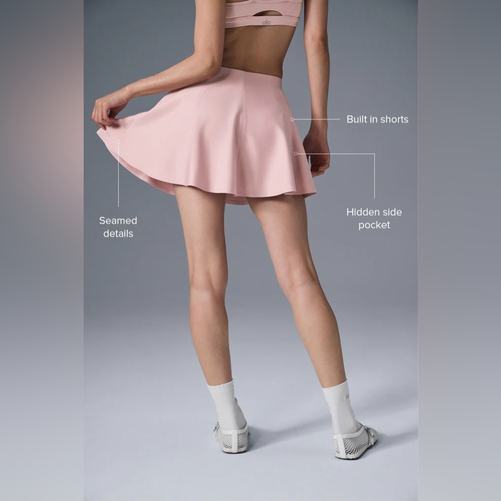 NWT Alo Yoga Airlift Down The Line Tennis Skirt Ballet Pink - Picture 8 of 9